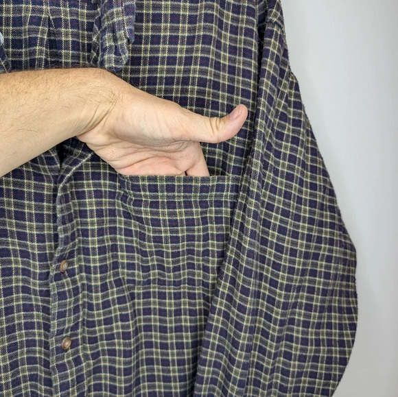 Vintage 90s Bay Area Traders Green Purple Plaid Button Down Men's XXL Unisex - Picture 6 of 8